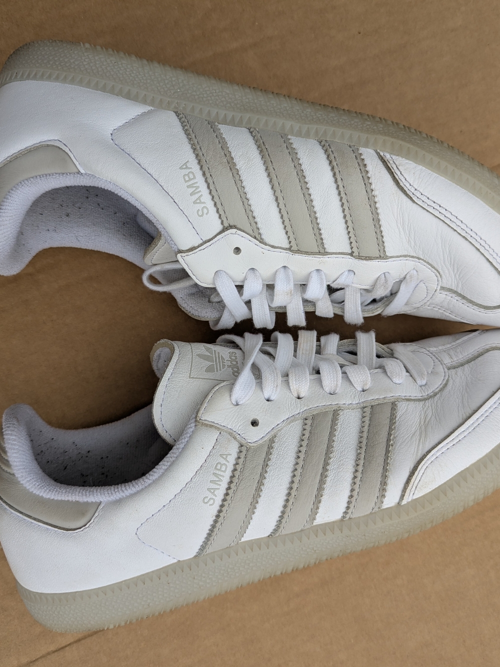 Adidas Samba Leather Sneakers in White with Gum Sole